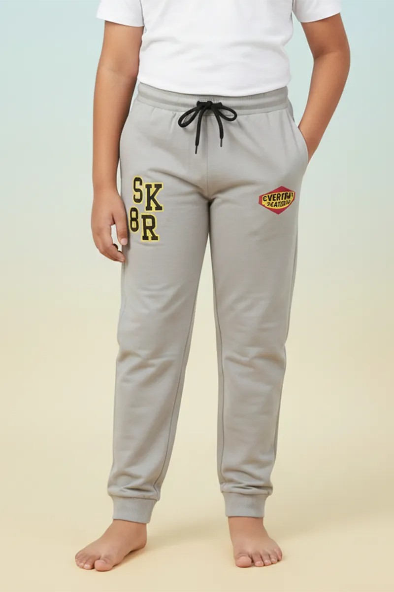 Cotton Solid Track Pant for Boys - Grey CLBTP003GRE1314YRS