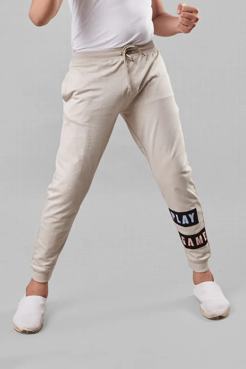 Cotton Solid Track Pant for Boys - Beige