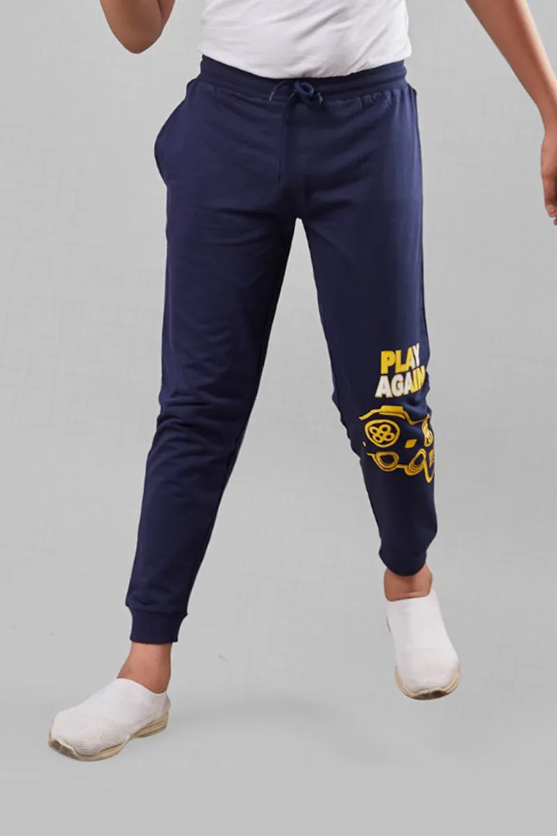 Cotton Printed Track Pant for Boys - Navy Blue CLBTP005NAVBLU1112YRS