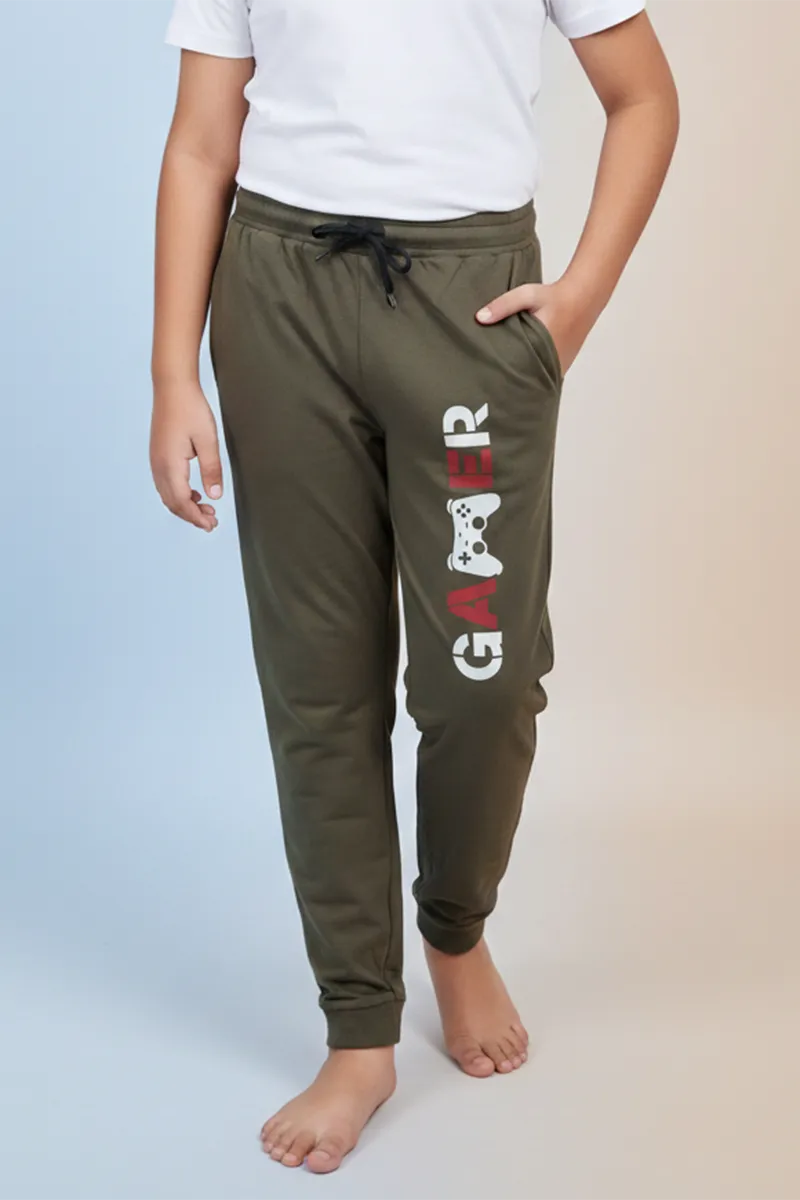 Cotton Solid Track Pant for Boys - Green CLBTP006GRN1314YRS