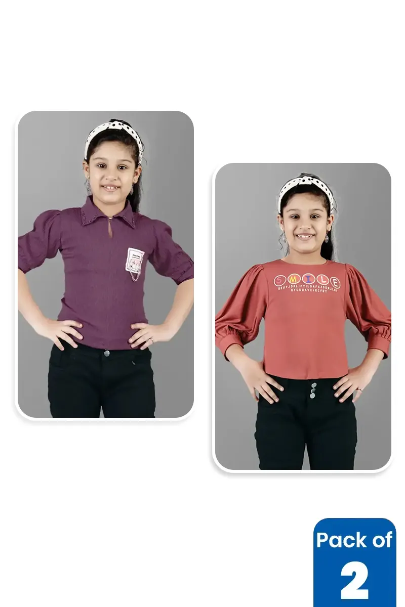 Pack of 2 Tops for Girls CLCBG00102MUL1112YRS
