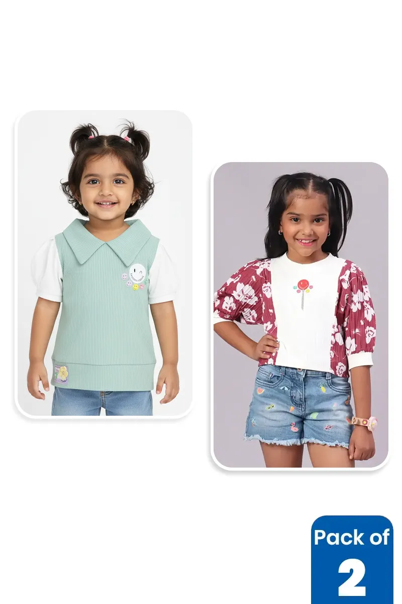 Pack of 2 Tops for Girls CLCBG00103MUL12YRS