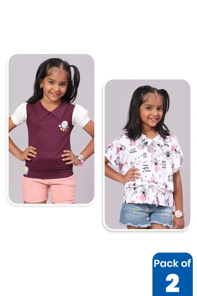 Pack of 2 Tops for Girls CLCBG00106MUL12YRS