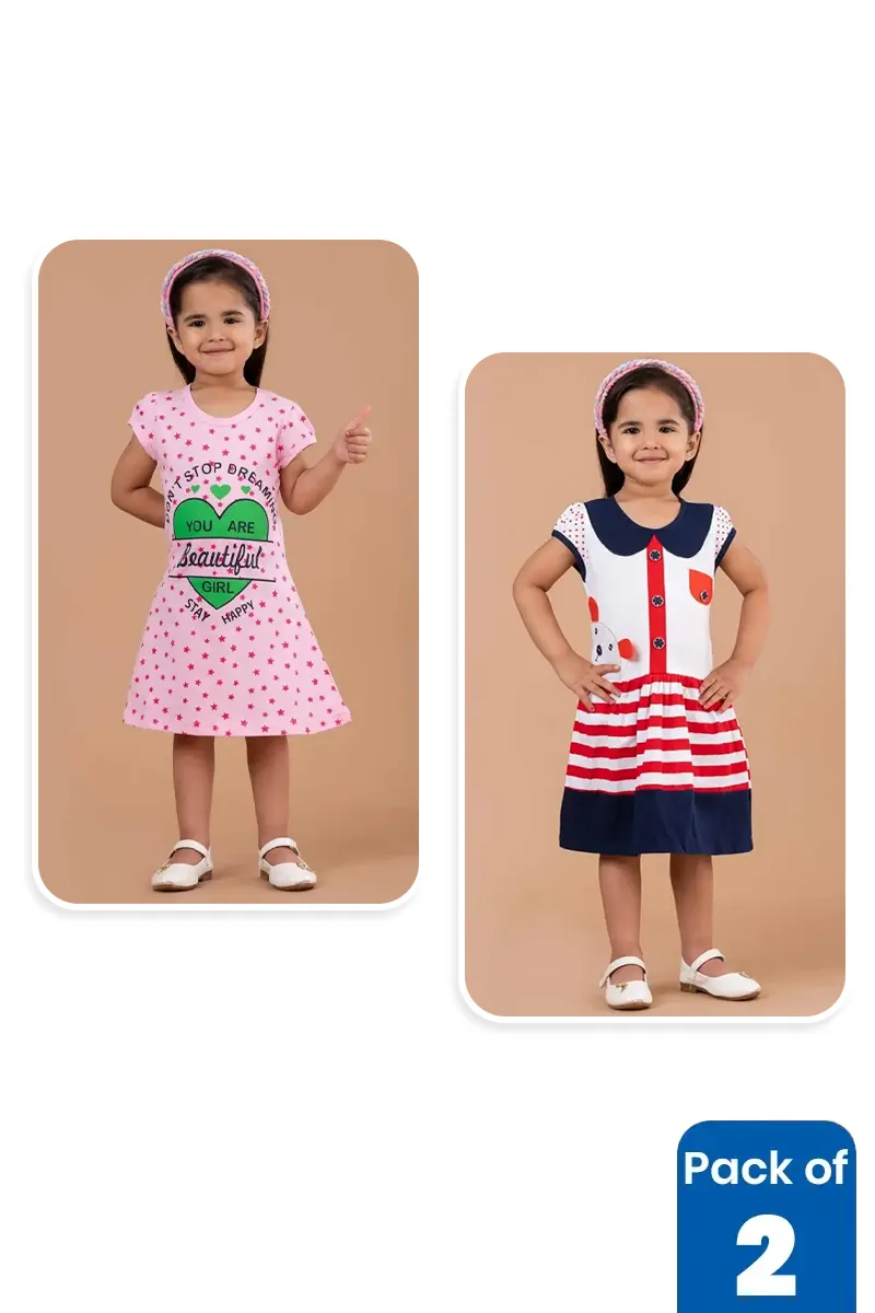 Pack of 2 Dress for Girls CLCBG0052MUL89YRS