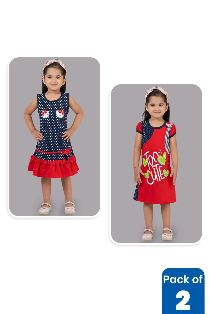 Pack of 2 Dress for Girls CLCBG0055MUL67YRS