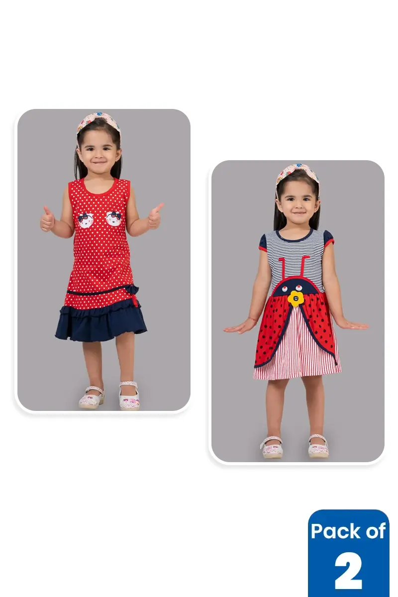 Pack of 2 Dress for Girls CLCBG0056MUL45YRS