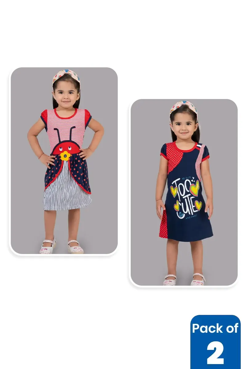 Pack of 2 Dress for Girls CLCBG0057MUL89YRS