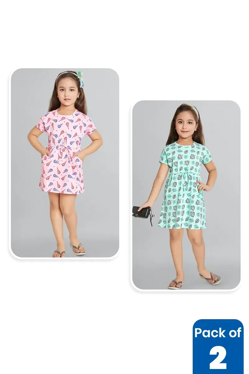 Pack of 2 Frocks for Girls CLCBG0063MUL56YRS