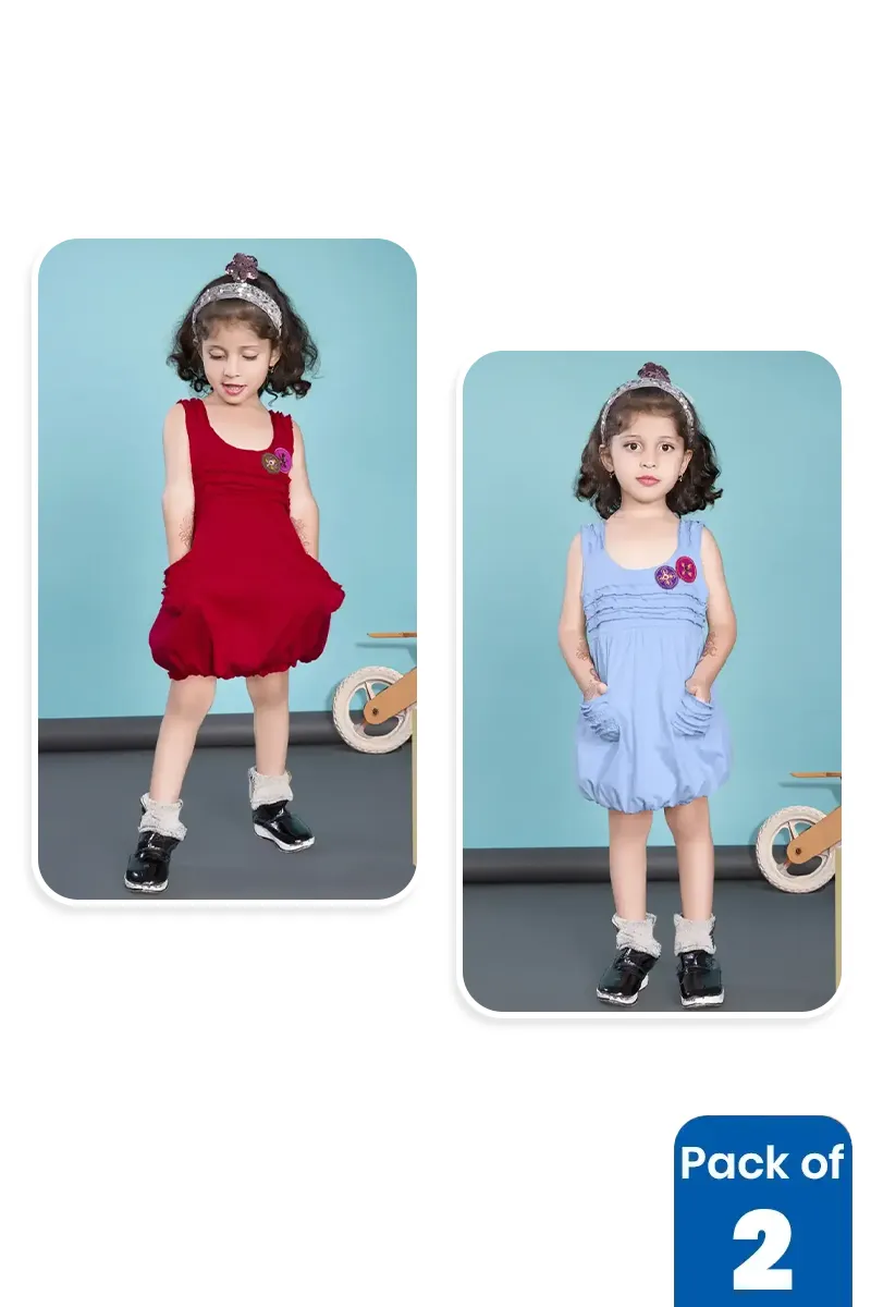 Pack of 2 Frocks for Girls CLCBG0073MUL67YRS