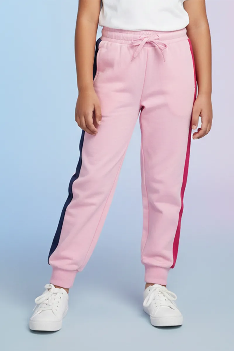 Cotton Blend Color Blocked Pyjama Pant for Girls - Baby Pink CLGBW001BABPIN1112YRS