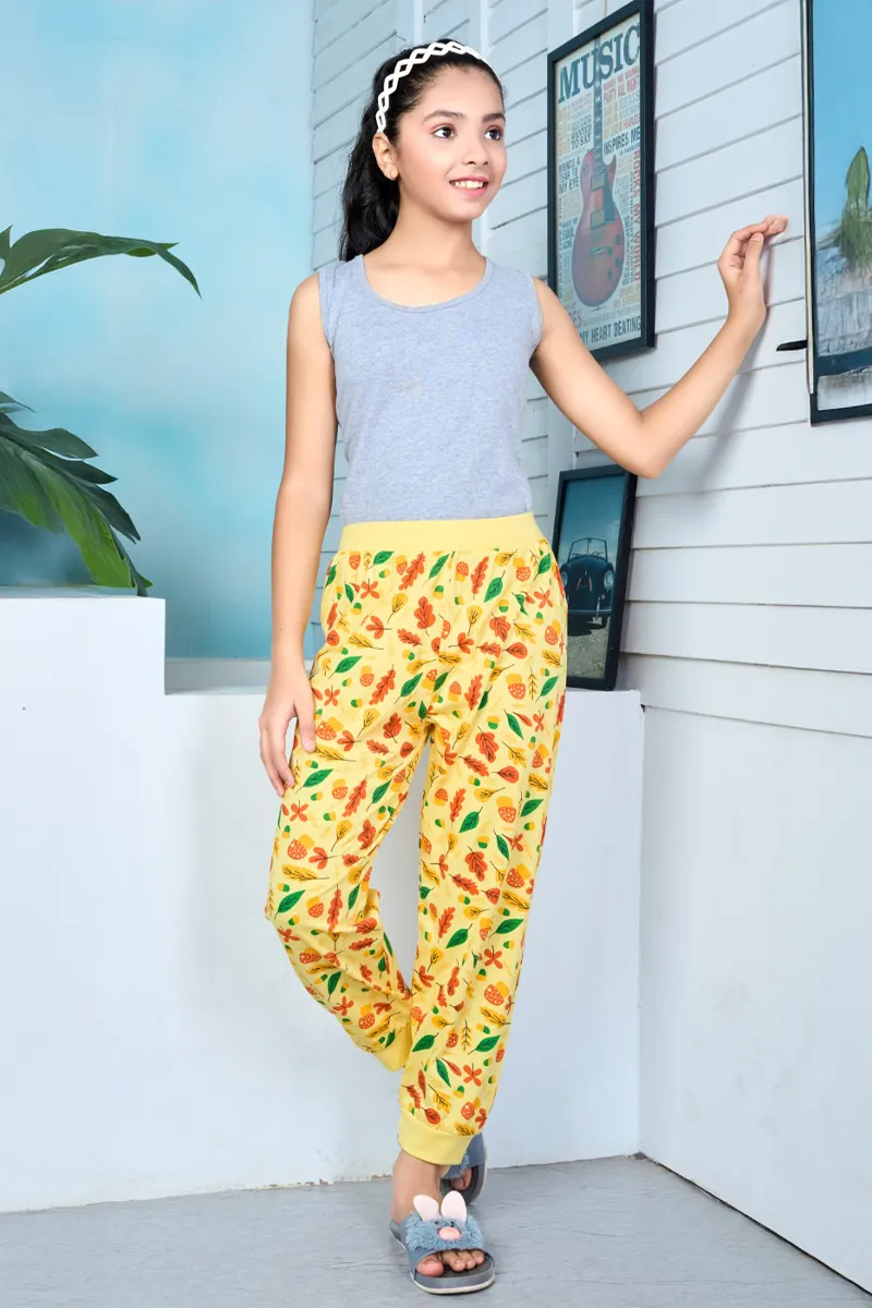 Printed Track Pant for Girls - Yellow CLGBW0029YEL56YR