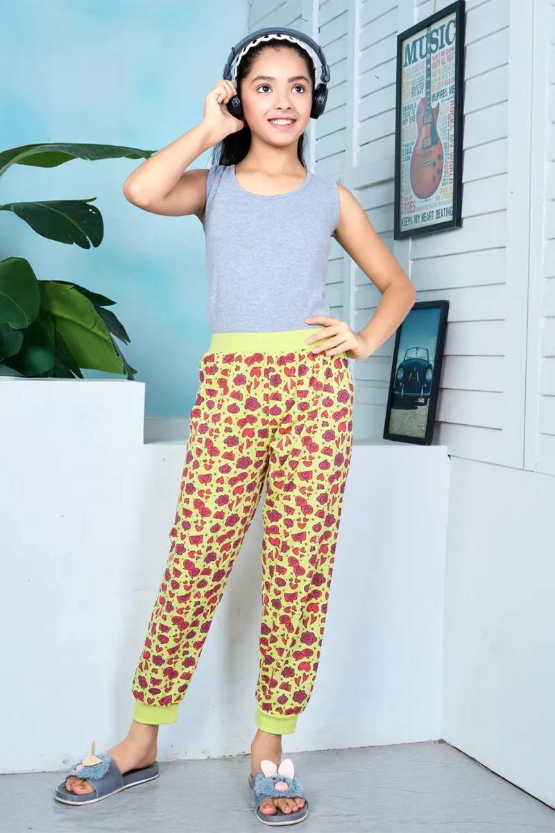 Printed Track Pant for Girls - Lime Green CLGBW0031LIM23YR
