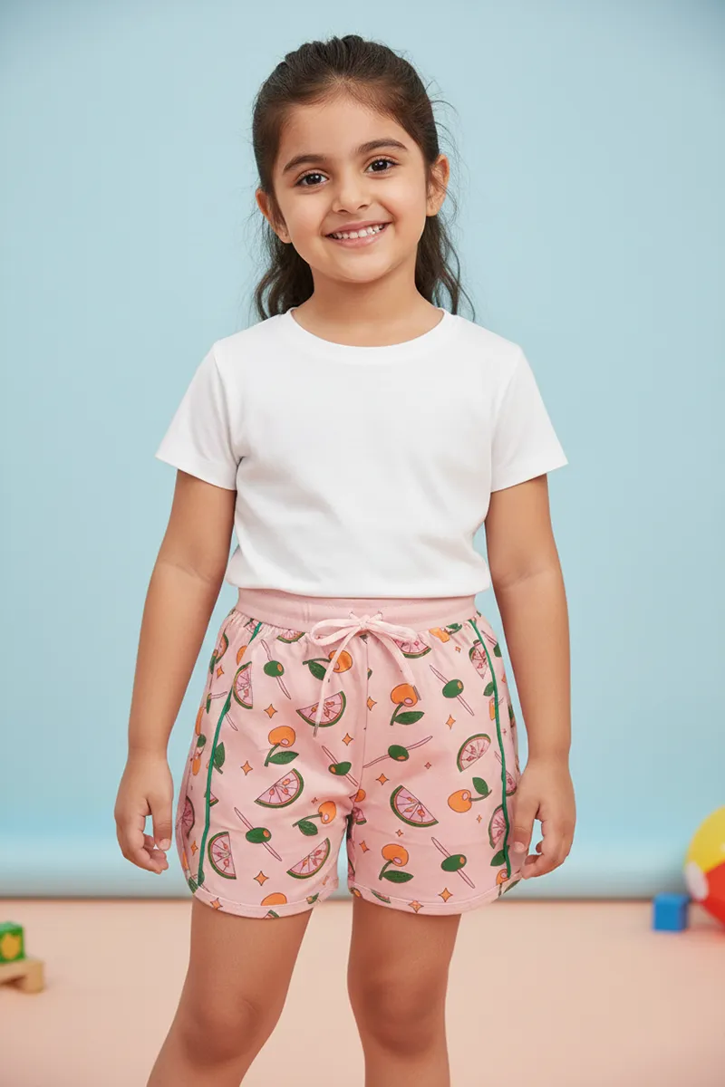 Printed Shorts for Girls - Peach CLGBW0051PEA12YR