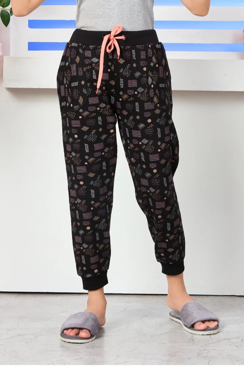 Cotton Printed Track Pant for Girls - Black CLGBW0060BLA23YR