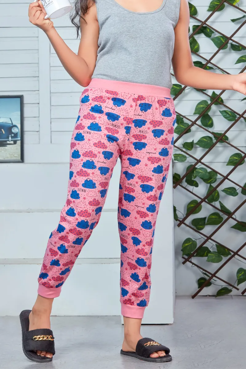 Printed Track Pant for Girls - Pink