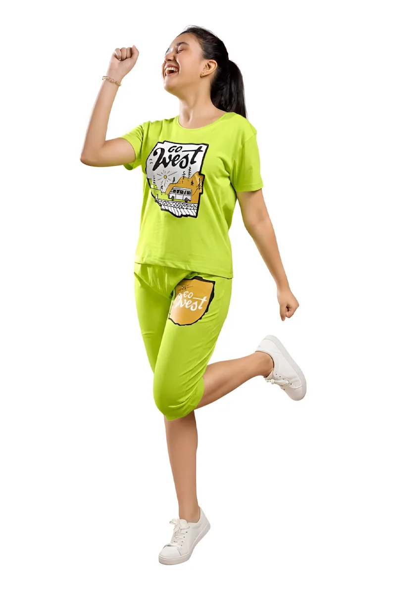 Printed Clothing Set for Girls - Green CLGCS0072GRE910Y