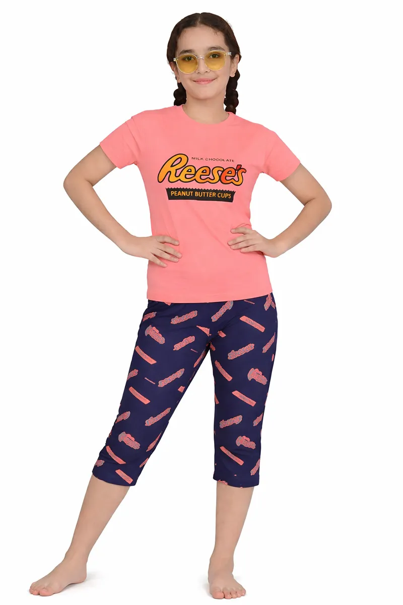T-Shirt and Capri Pant Set for Girls CLGCS0080PEA56YR