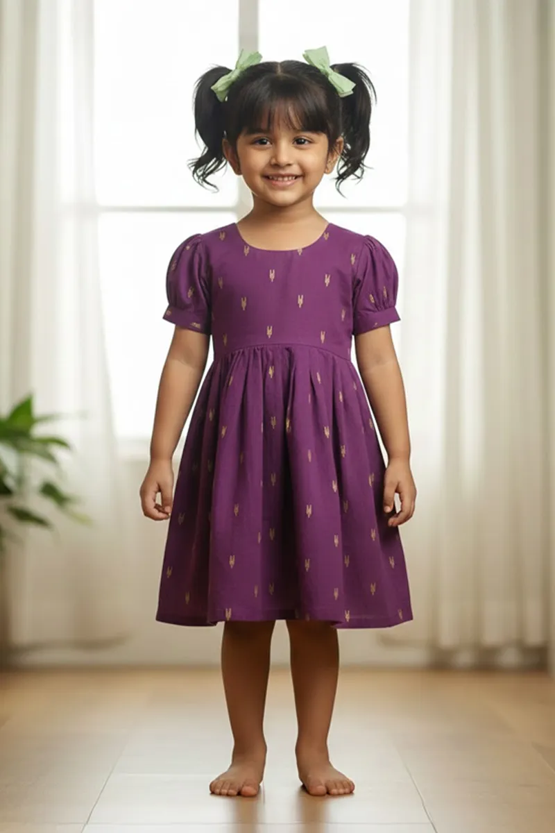 Raw Silk Festive Frock For Girls - Magenta CLGD0042MAG45YR