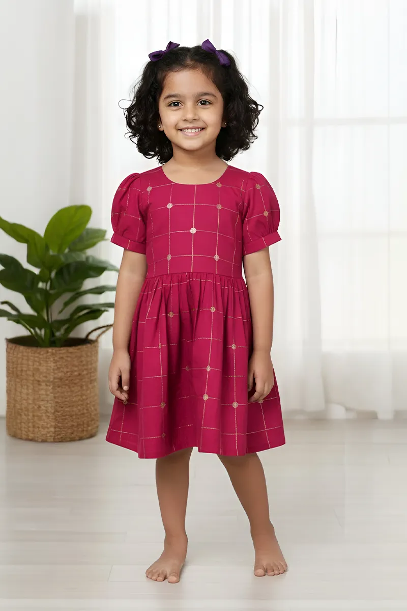 Raw Silk Festive Frock For Girls - Pink CLGD0043PIN78YR
