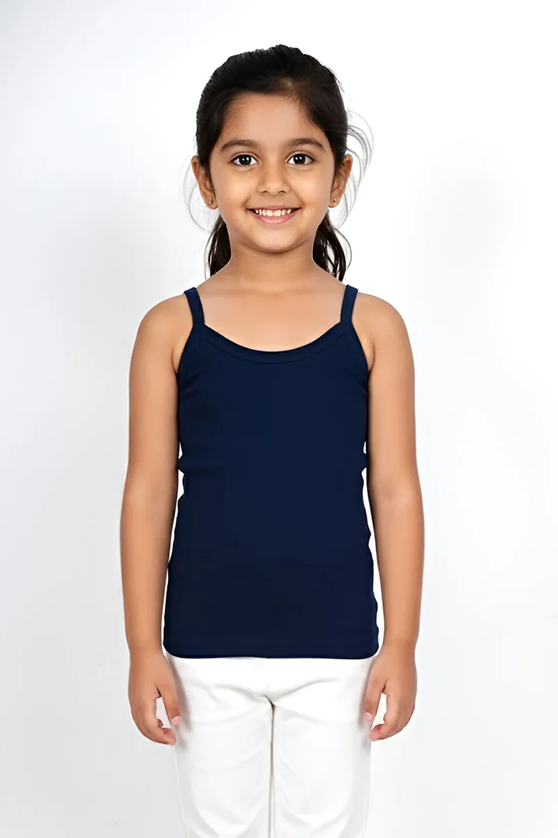 Cotton Solid Camisole for Girls - Dark Blue CLGIW001DARBLU56YRS