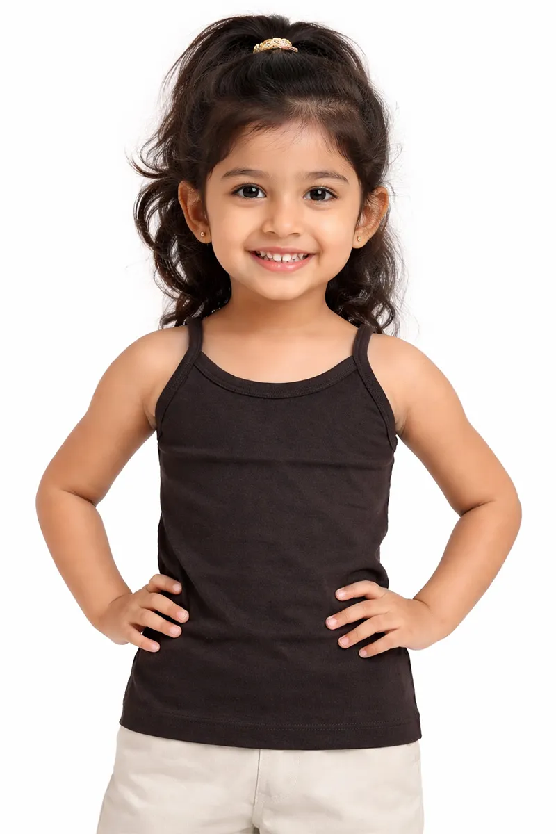 Cotton Solid Camisole for Girls - Dark Brown CLGIW001DARBRO34YRS