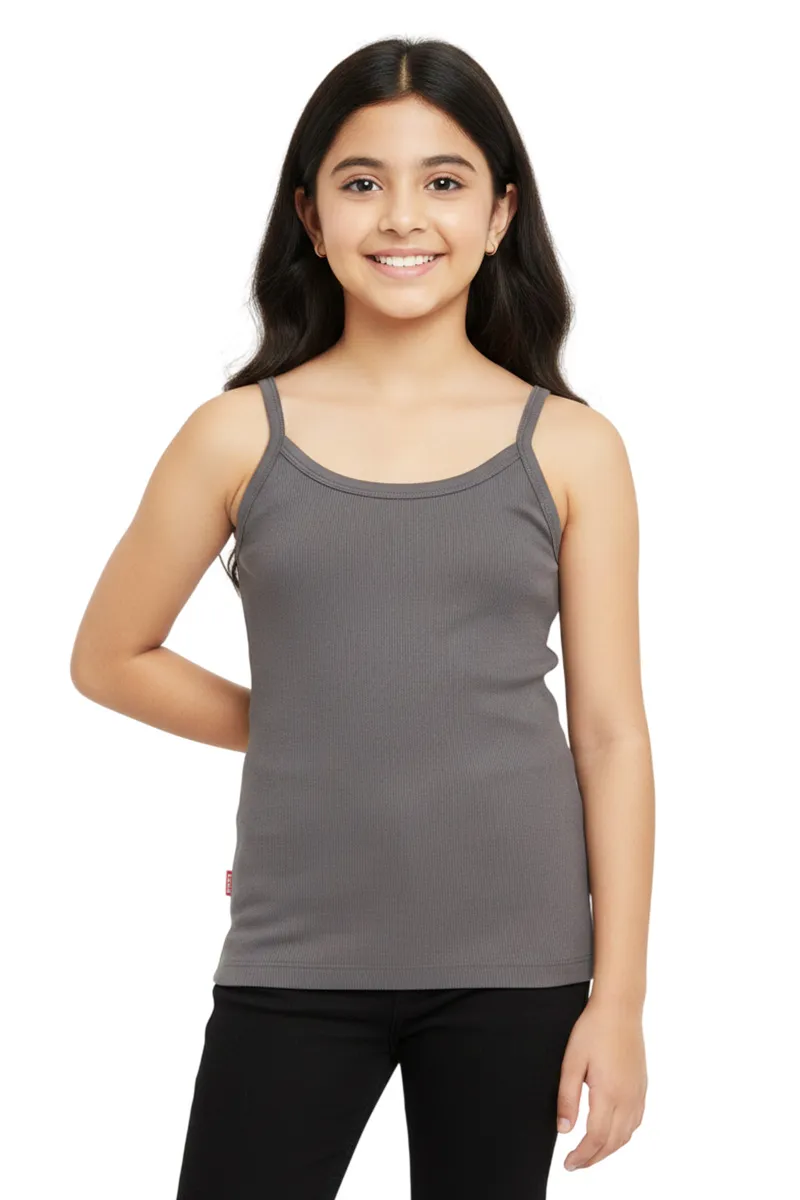 Cotton Solid Camisole for Girls - Dark Grey CLGIW001DARGRE1012YRS