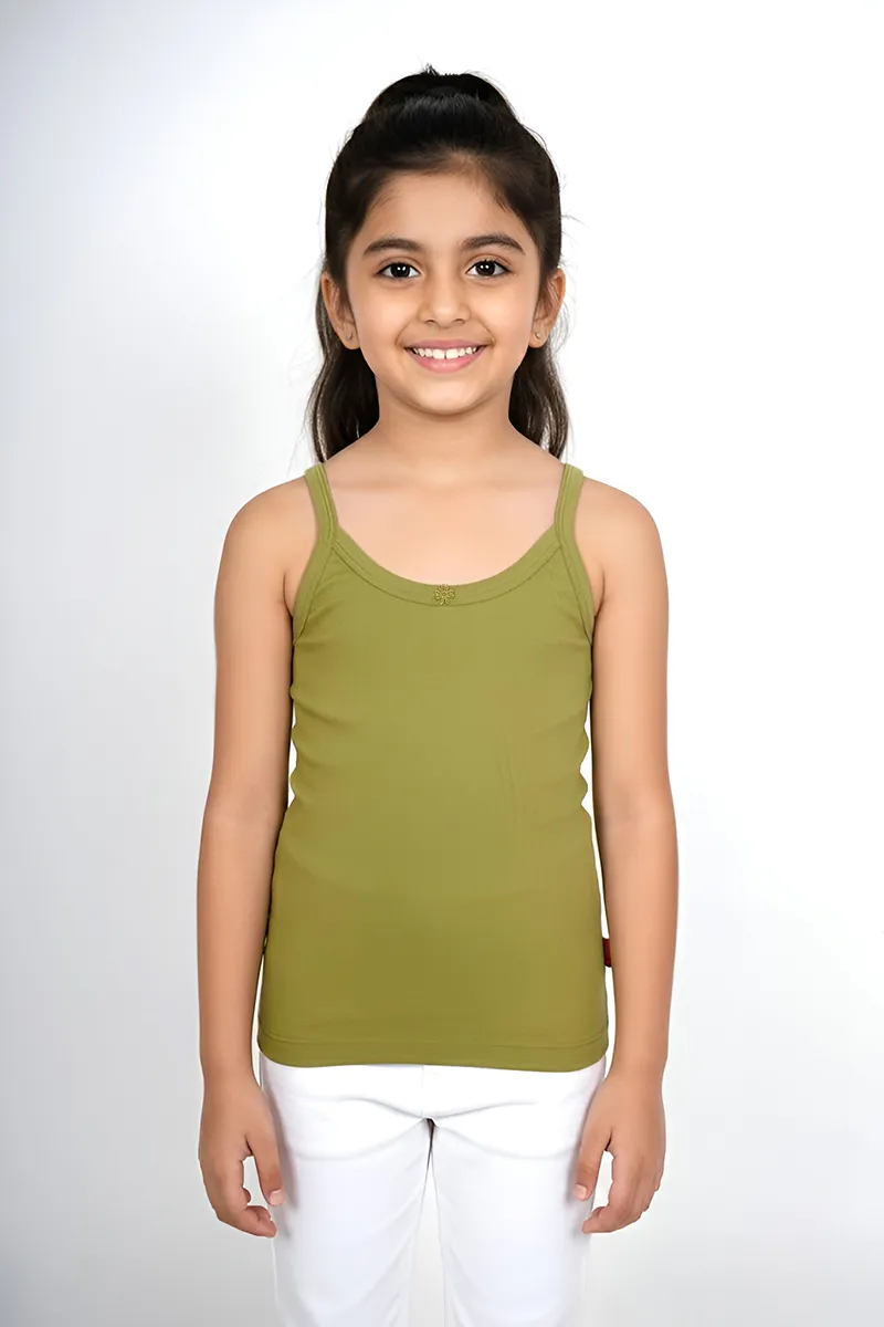Cotton Solid Camisole for Girls - Light Green