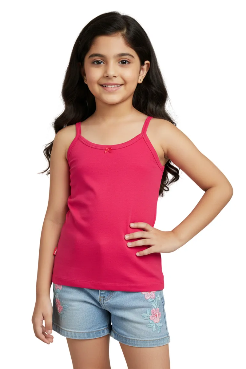 Cotton Solid Camisole for Girls - Pink CLGIW002PIN810YRS
