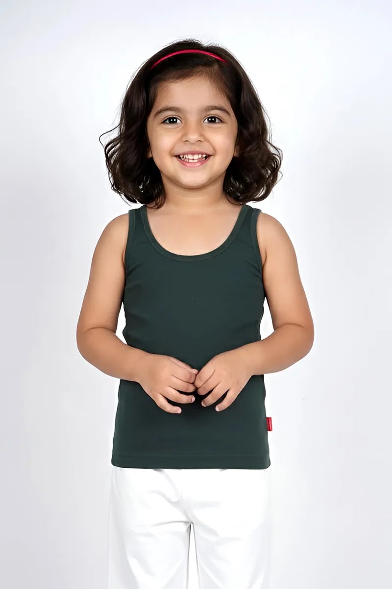 Cotton Solid Camisole for Girls - Dark Green CLGIW003DARGRN56YRS