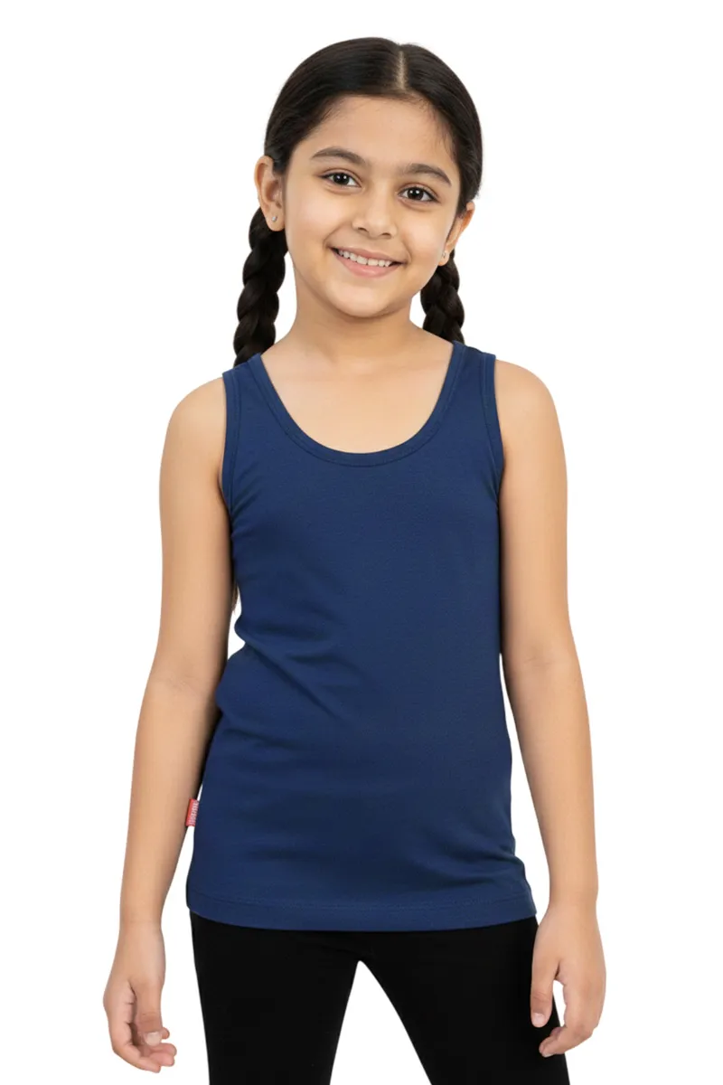 Cotton Solid Camisole for Girls - Navy Blue CLGIW003NAVBLU56YRS