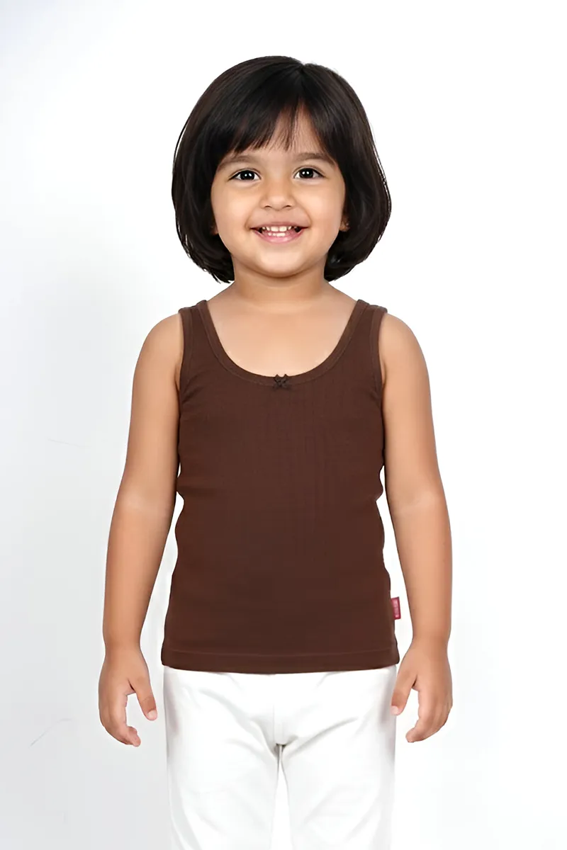 Cotton Solid Camisole for Girls - Dark Brown CLGIW004DARBRO34YRS