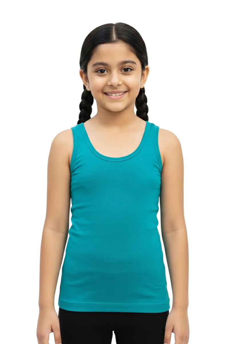 Cotton Solid Camisole for Girls - Green CLGIW004GRN78YRS
