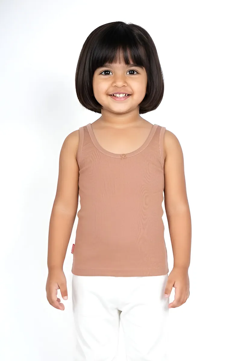 Cotton Solid Camisole for Girls - Light Brown CLGIW004LIGBRO34YRS