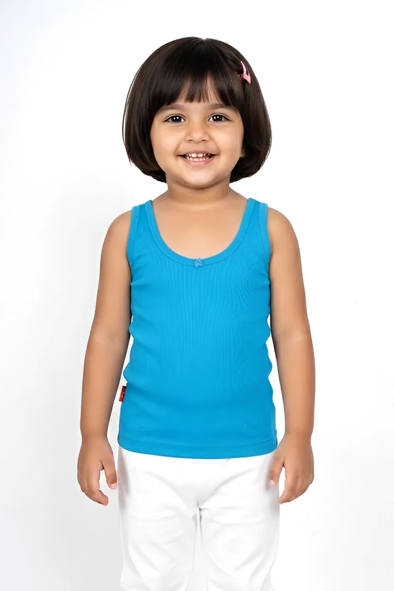 Cotton Solid Camisole for Girls - Sky Blue CLGIW004SKYBLU34YRS