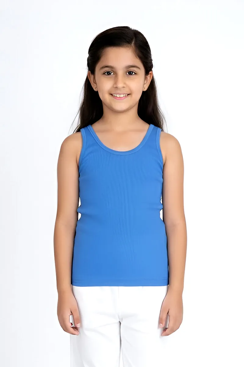 Cotton Solid Camisole for Girls - Blue CLGIW005BLU810YRS