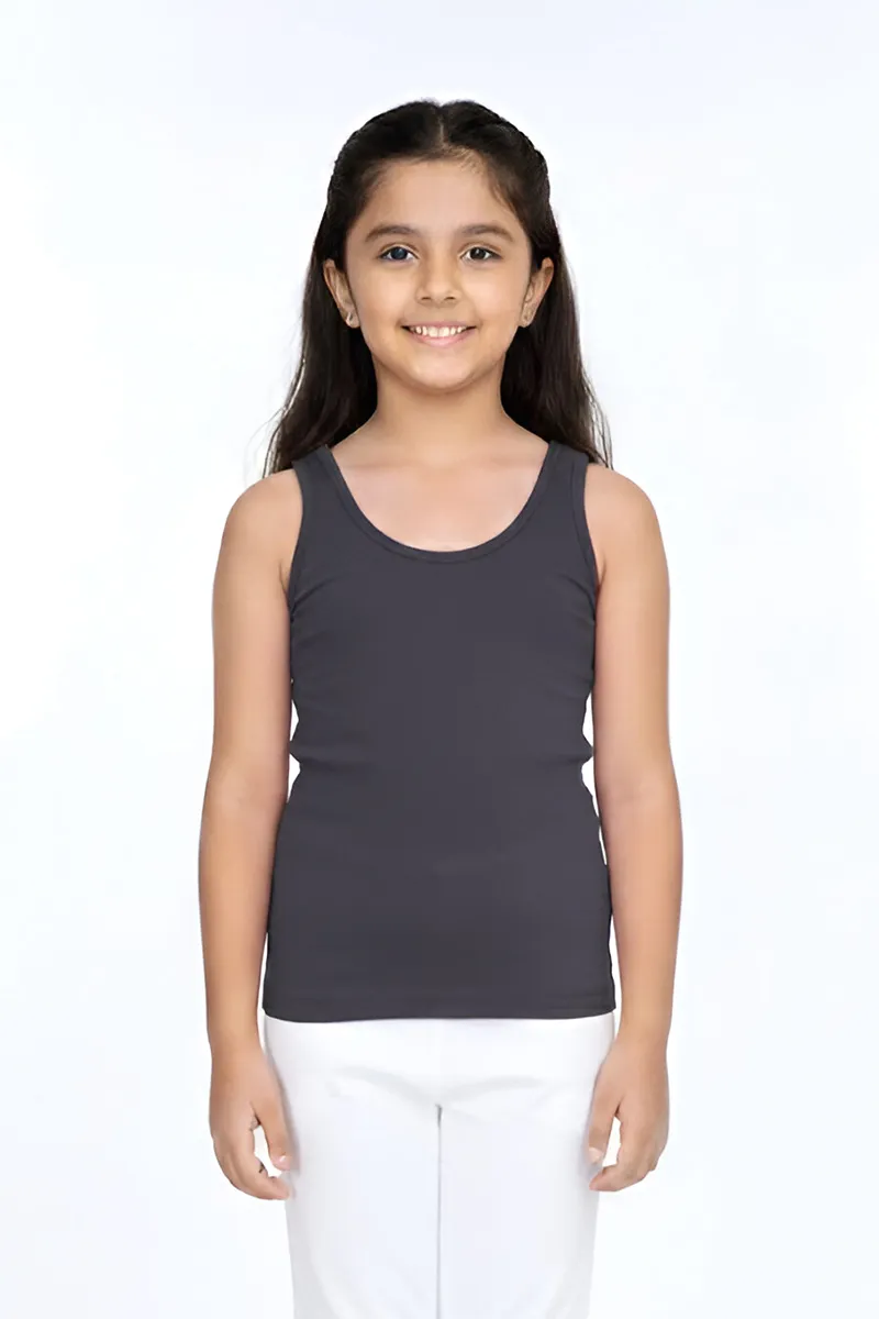 Cotton Solid Camisole for Girls - Grey CLGIW005GRE1012YRS