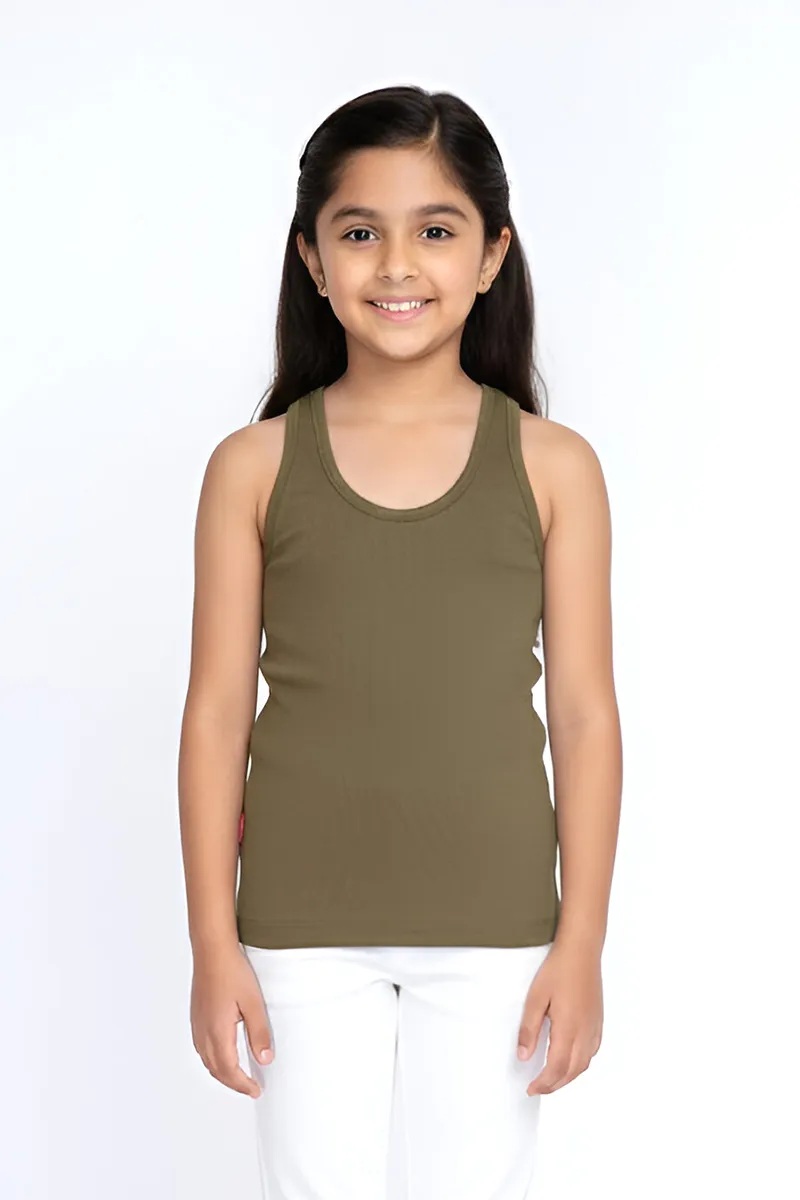 Cotton Solid Camisole for Girls - Green CLGIW005GRN810YRS
