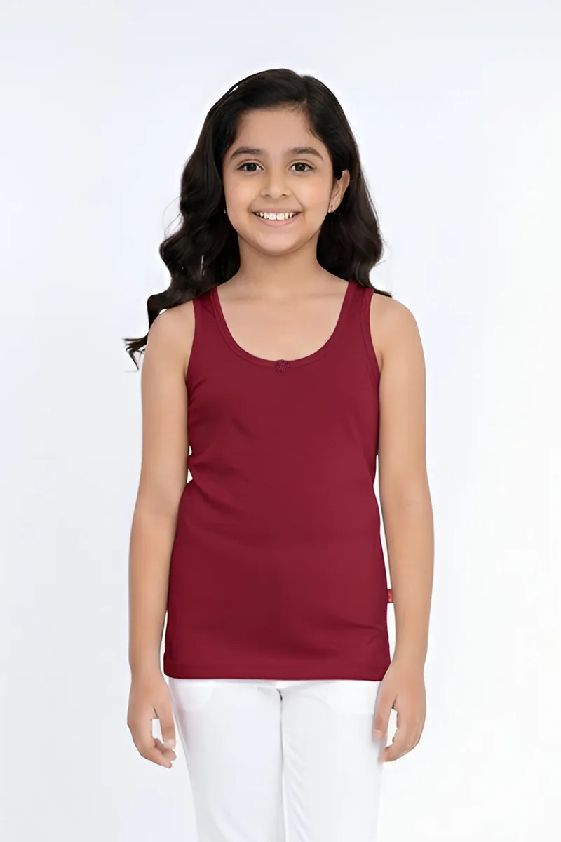 Cotton Solid Camisole for Girls - Maroon