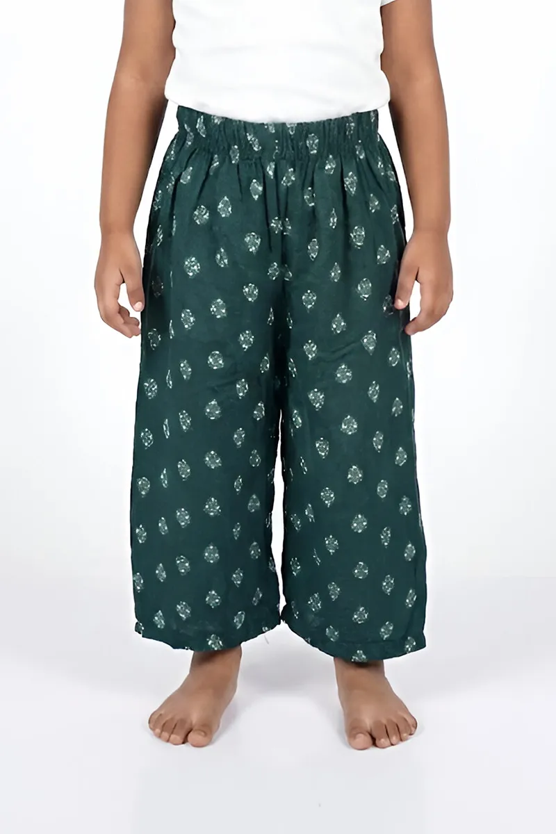 Girl's Rayon Printed Wide Leg Palazzo - Green CLGP0011GRE910YR