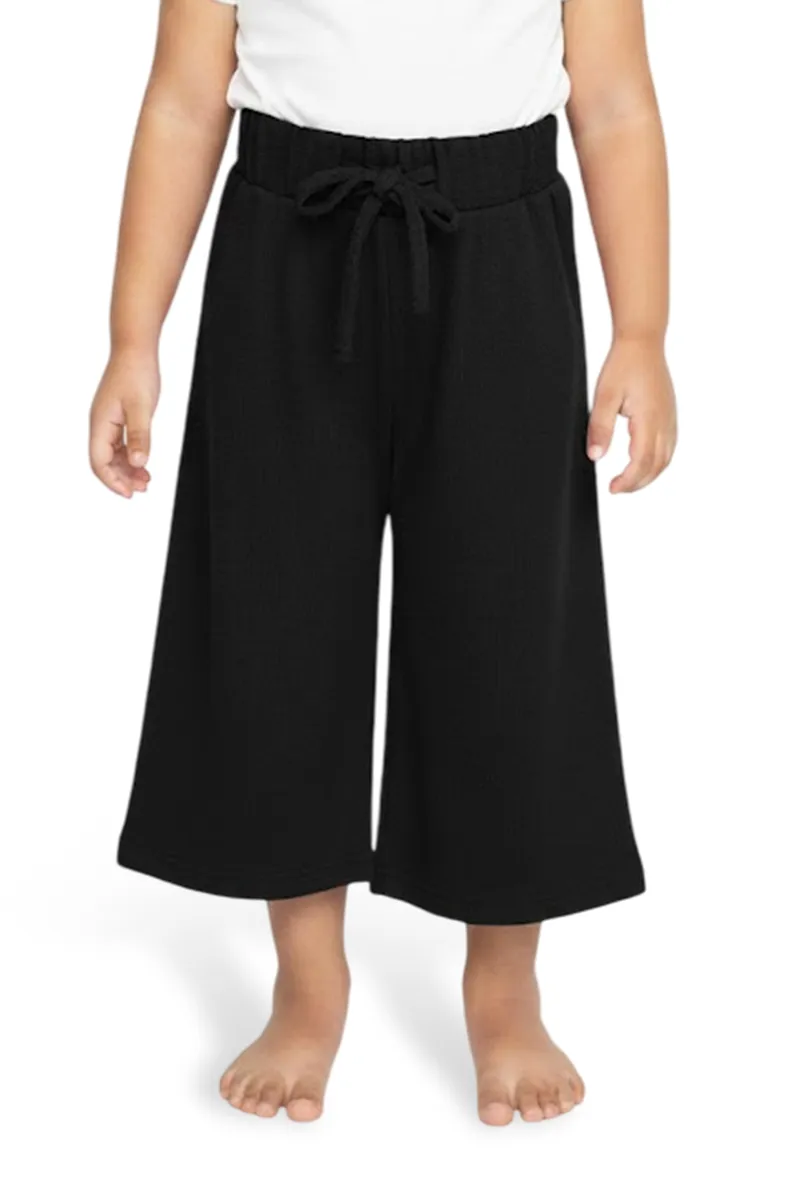 Girl's Cotton Blend Solid Wide Leg Palazzo - Black