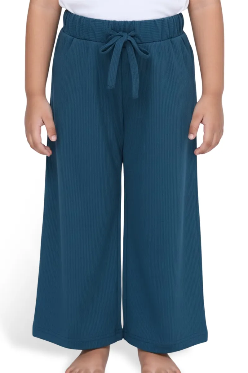 Girl's Cotton Blend Solid Wide Leg Palazzo - Teal CLGP0016TEA910YR