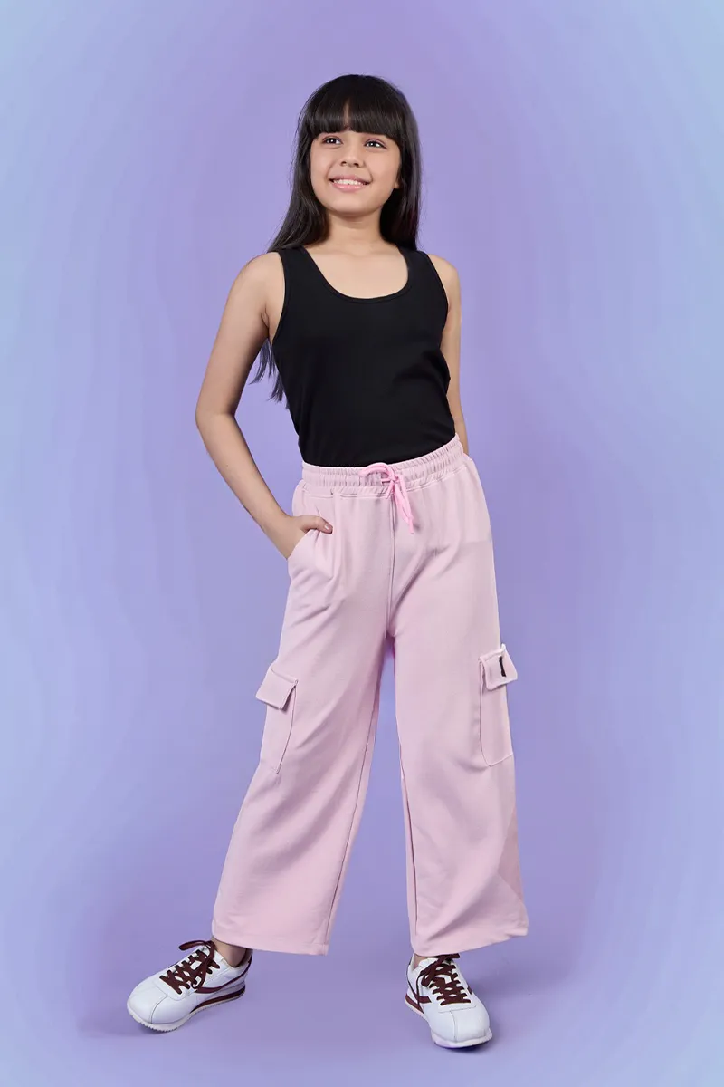 Wide-Leg Cargo Palazzos for Girls - Pink CLGP0026PIN45Y
