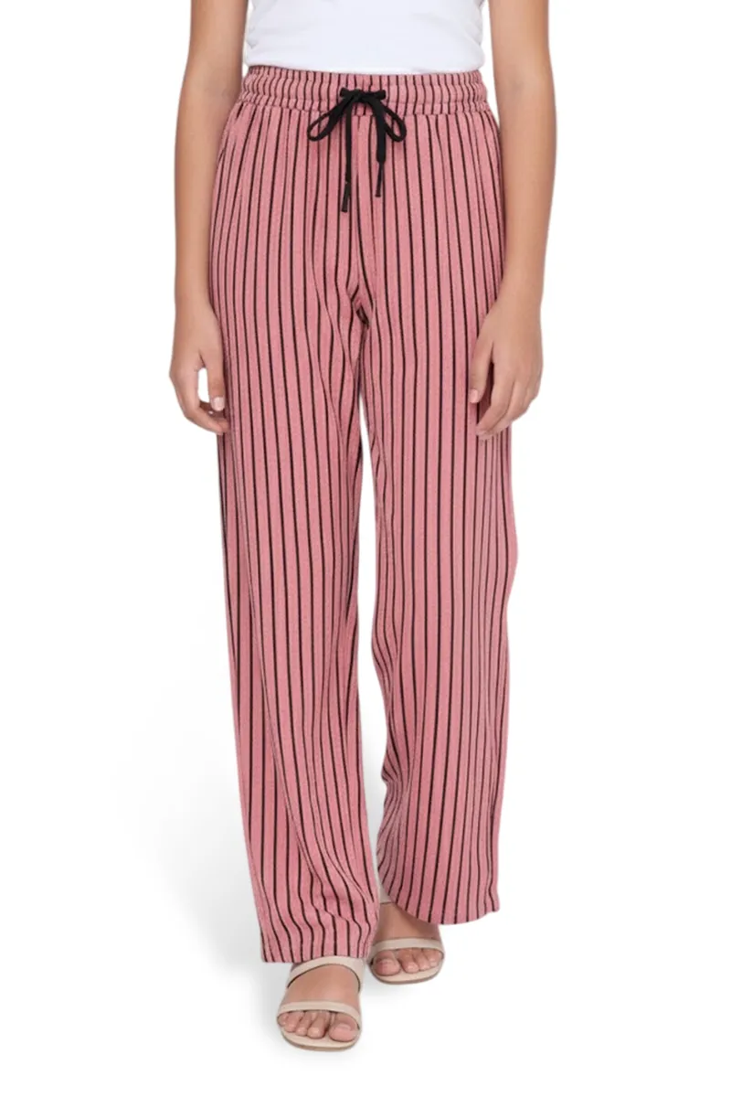 Girl's Polyester Striped Wide Leg Palazzo - Peach