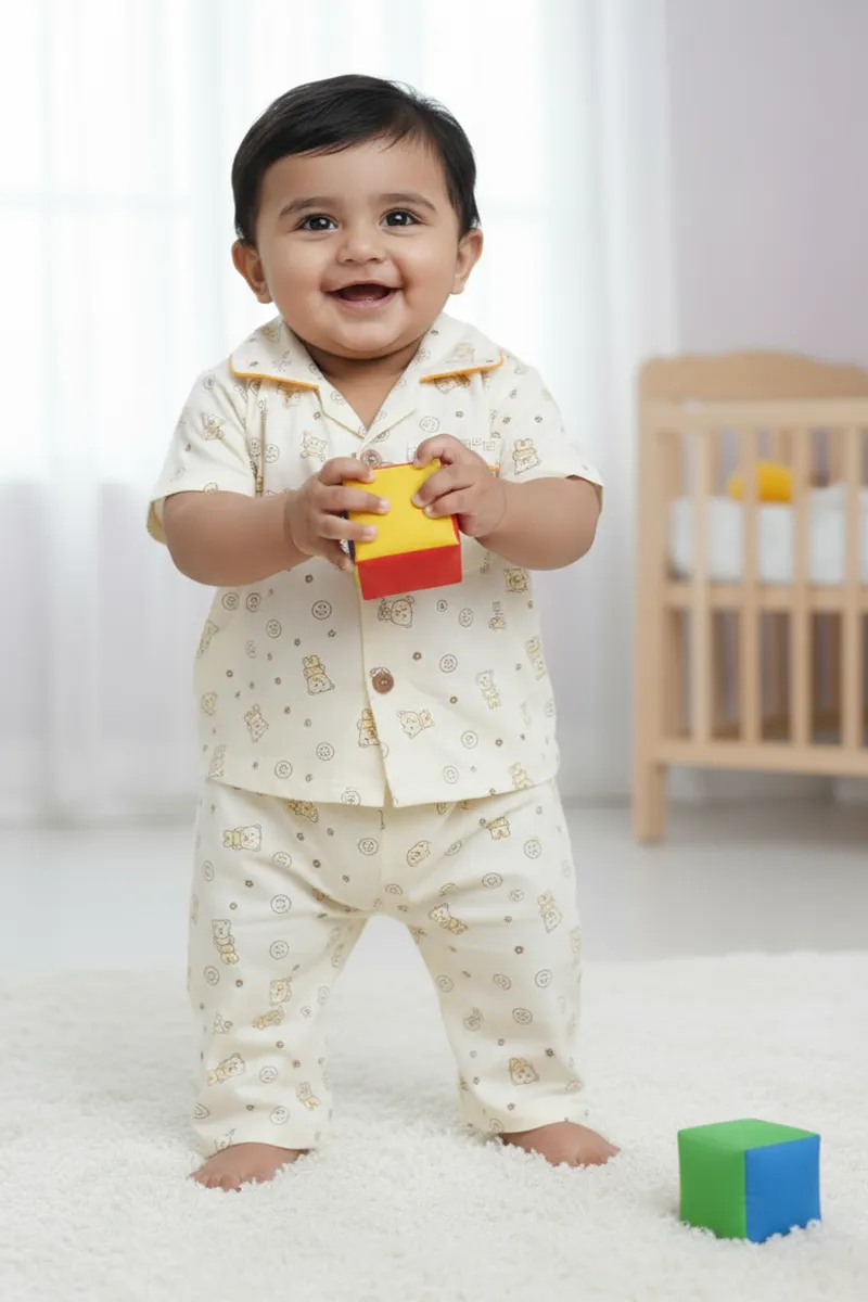 Girl's Cotton Printed Pyjama Set - Yellow CLGPS002YEL23YR