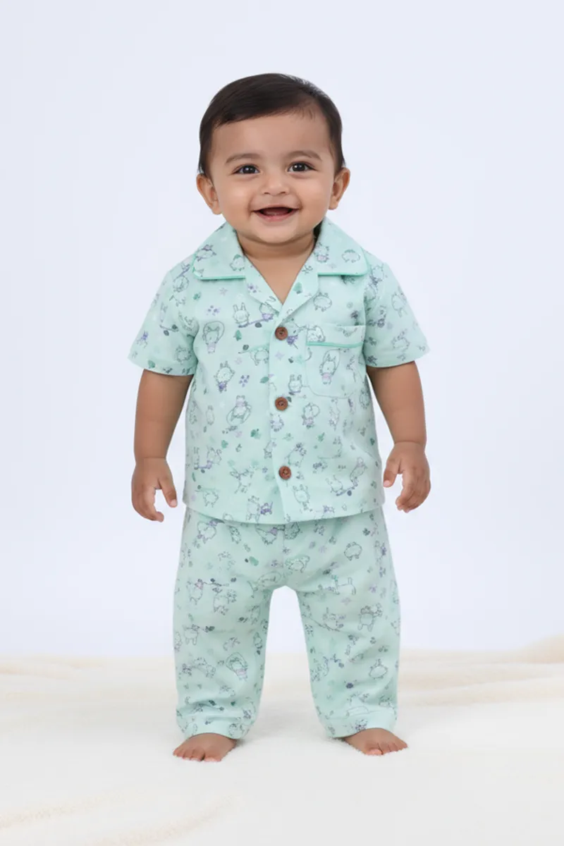 Girl's Cotton Printed Pyjama Set - Green CLGPS003GRN45YR