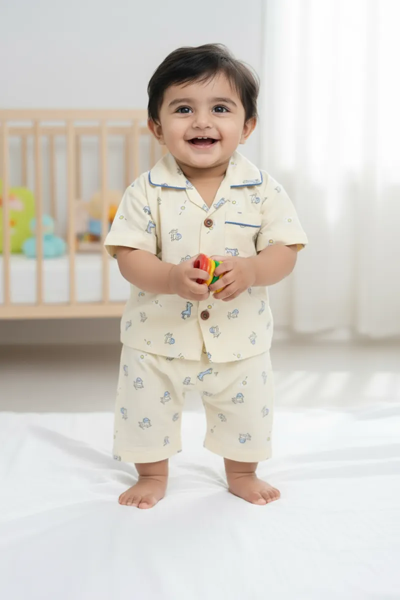 Girl's Cotton Printed Pyjama Set - Yellow CLGPS005YEL23YR