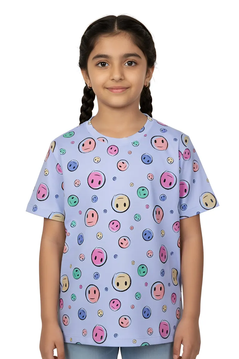 Lycra Printed Crop Top T-Shirt for Girls - Blue CLGT00103BLUE34YR