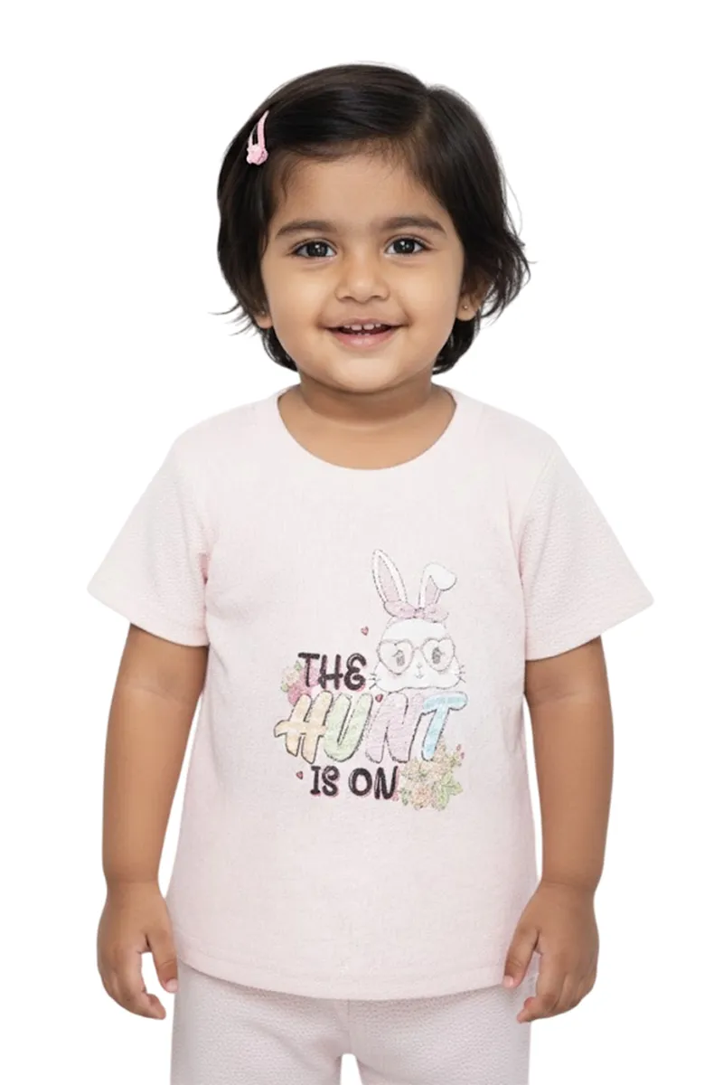 Girl's Cotton Blend Graphic Printed Top - Peach CLGT0011PEA89YR