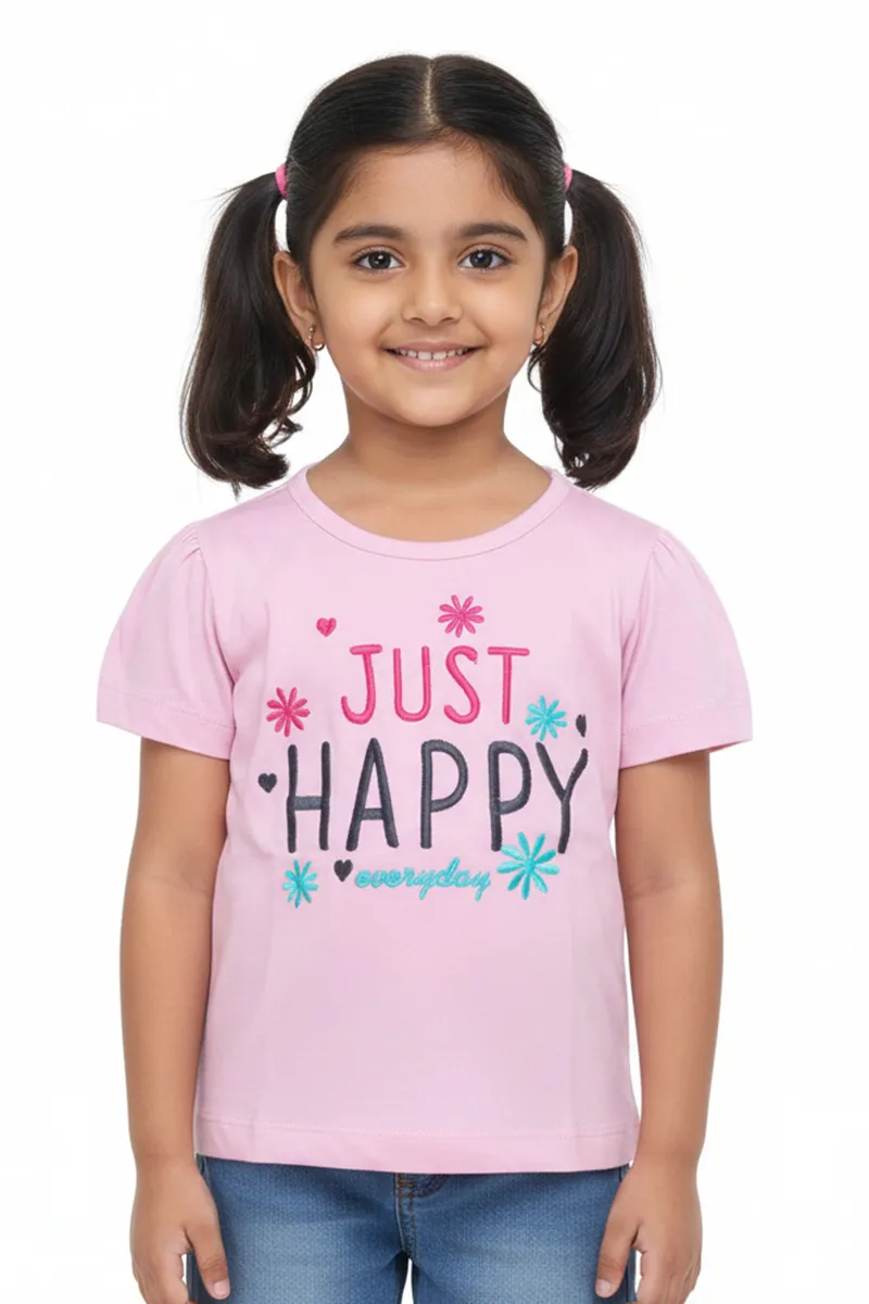 Printed Cotton T-Shirt for Girls - Light Pink CLGT00186LPI12YR