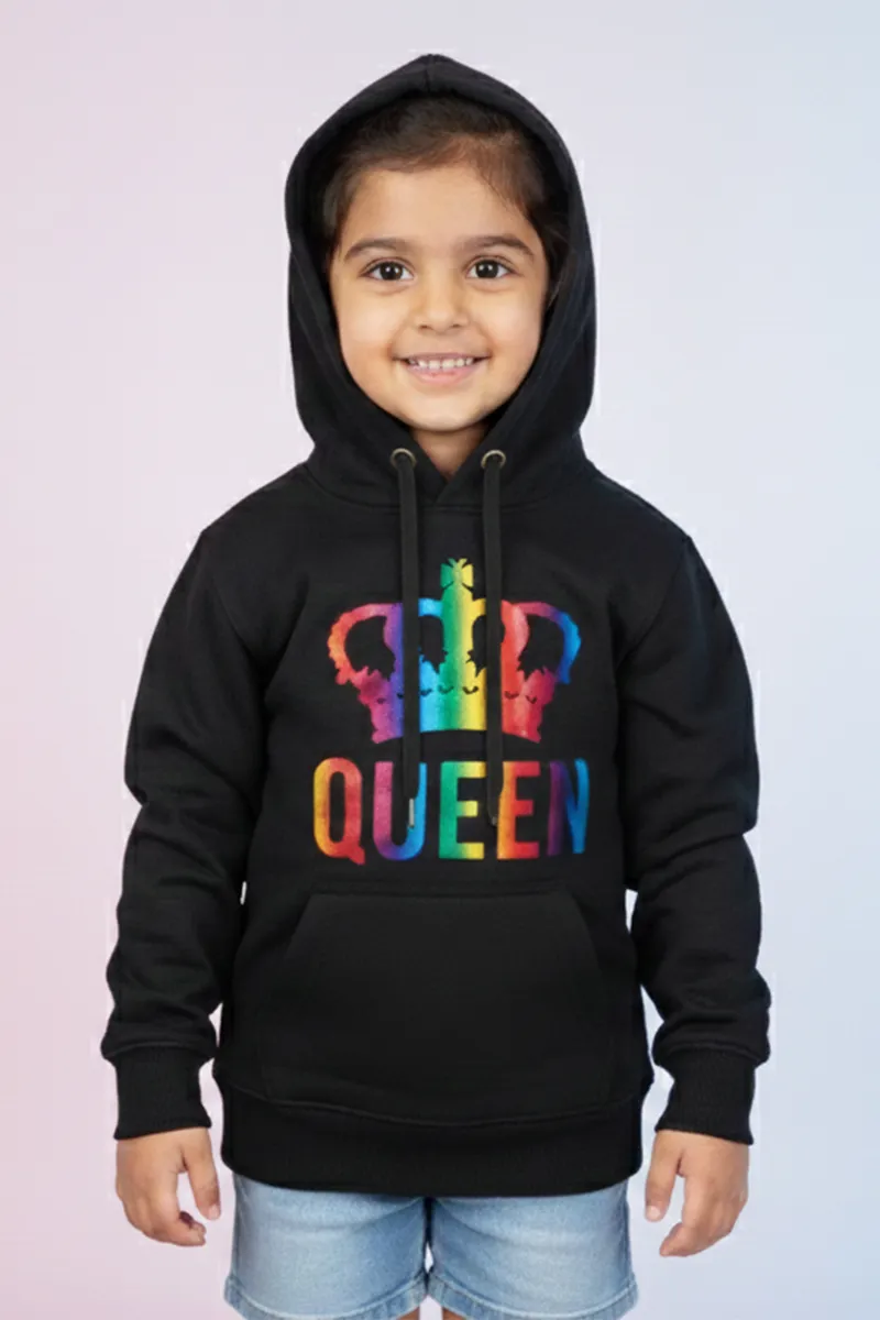 Cotton Blend Printed Casual Hoodie for Girls - Black CLGT00194BLA34YRS